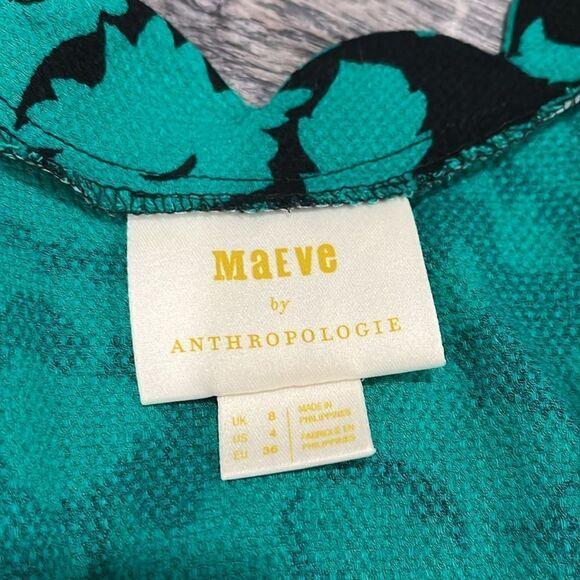 Anthropologie Maeve Floral Green and Black Women's Top - 4 - Picture 10 of 11